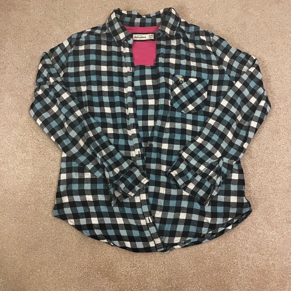 Abercrombie & Fitch Kids Blue Plaid Button Down Shirt
